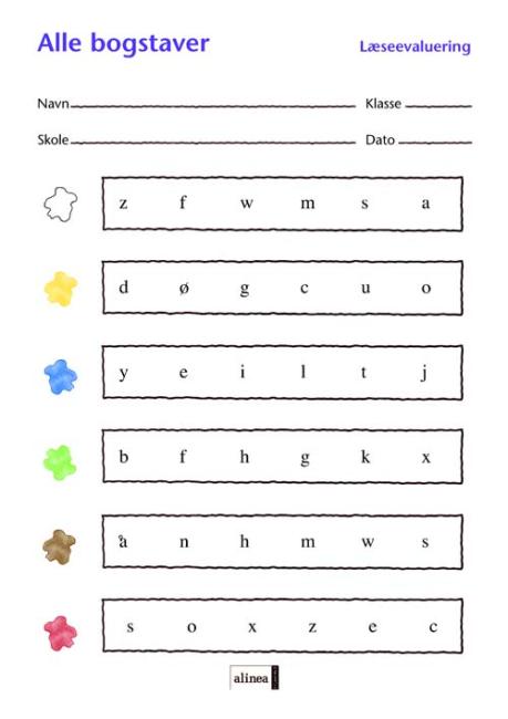 Læseevaluering på begyndertrinnet. Alle bogstaver
