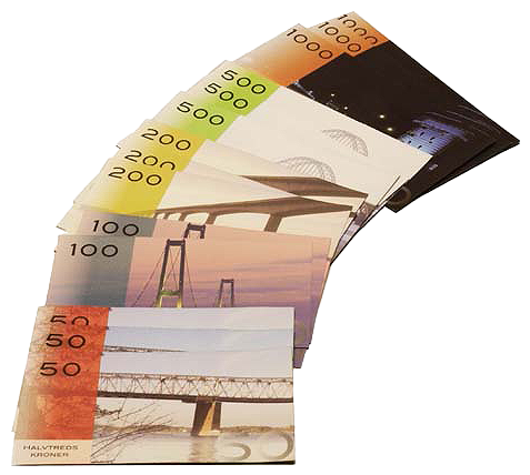 Konkrete materialer, Danske sedler