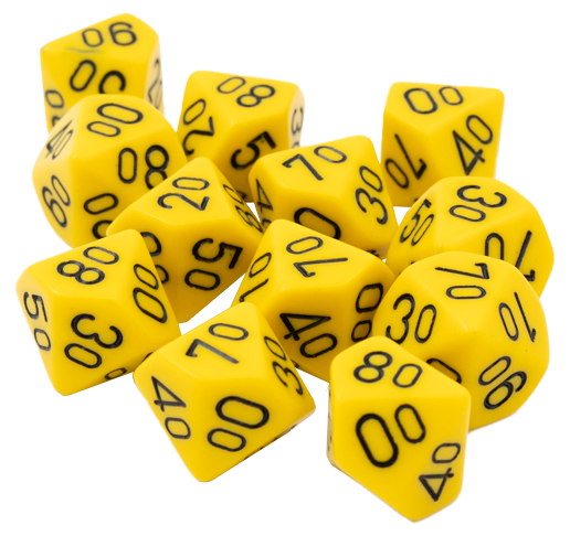 Terning, 10 sider med 10 tabellen (12 stk.)
